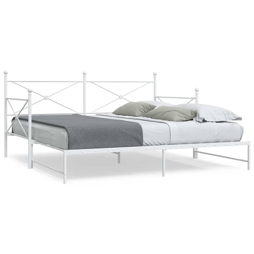 daybed med udtræk uden madras 100x190 cm stål hvid