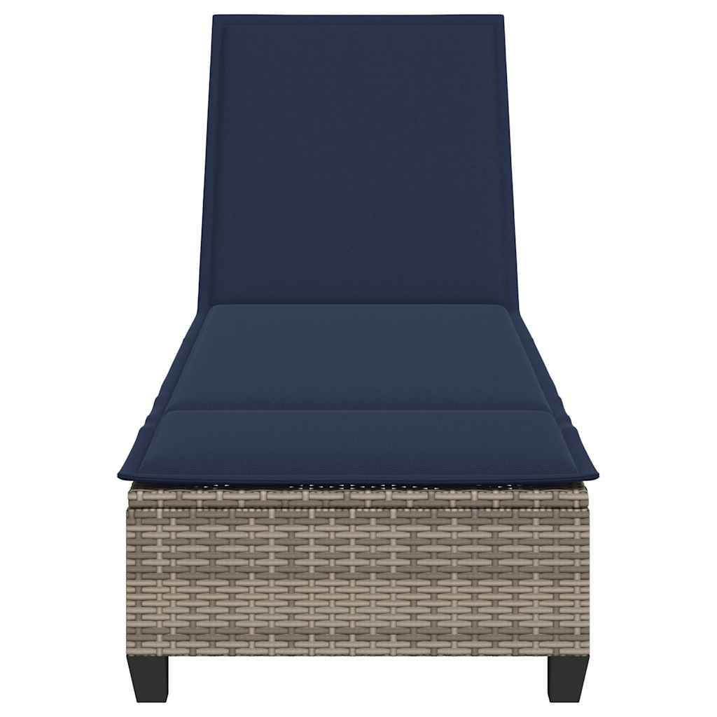 liggestol med hynder 55x200x25,5 cm polyrattan grå