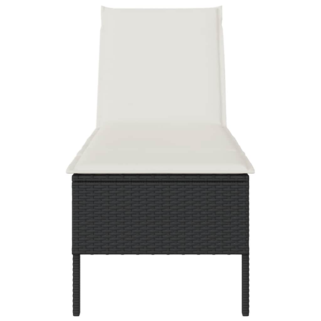 liggestol med hynde 55x200x44 cm polyrattan sort