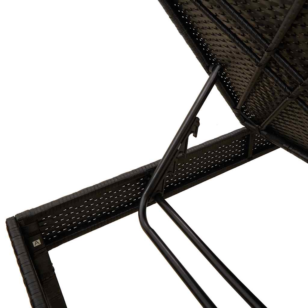 liggestol med hynde 55x200x44 cm polyrattan sort