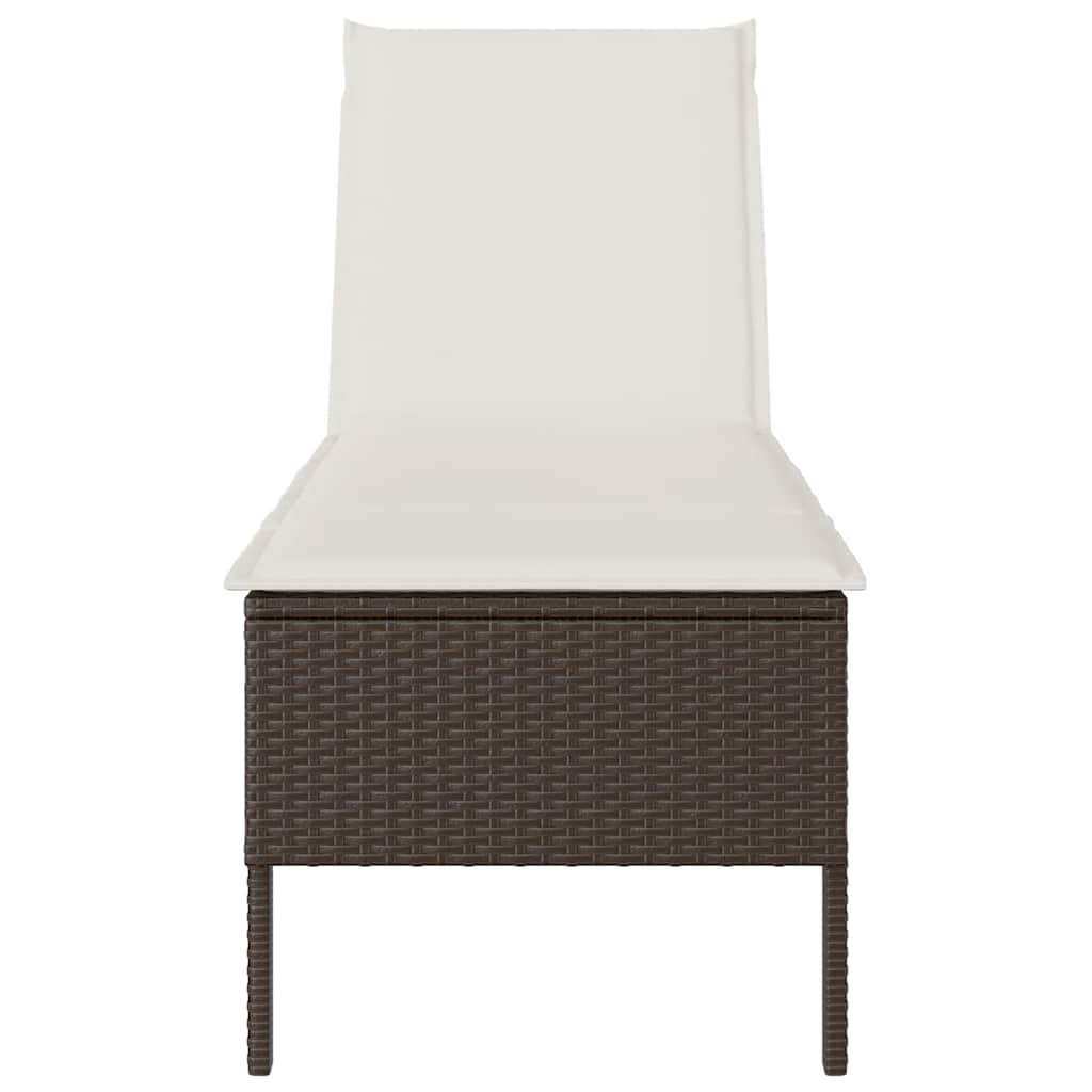 liggestol med hynde 55x200x44 cm polyrattan brun