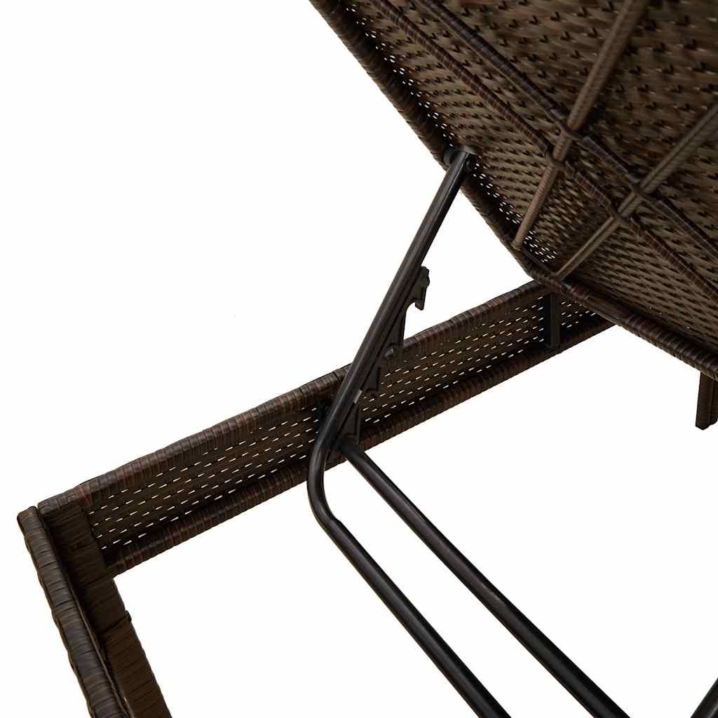 liggestol med hynde 55x200x44 cm polyrattan brun