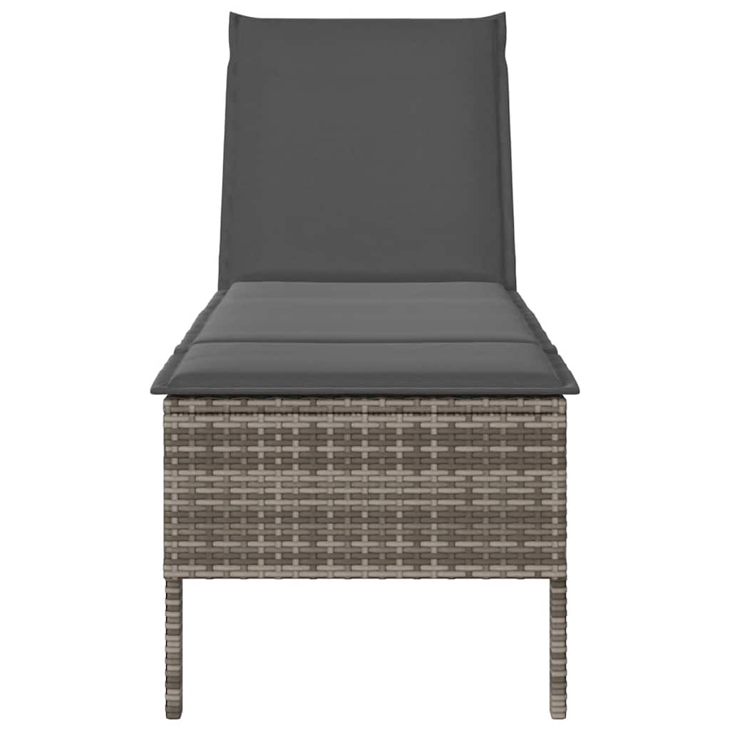 liggestol med hynde 55x200x44 cm polyrattan grå