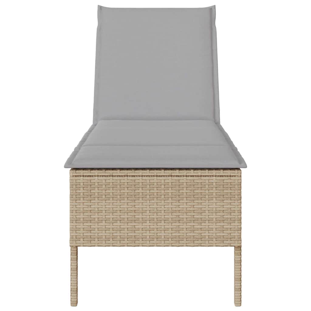 liggestol med hynde 55x200x44 cm polyrattan beige