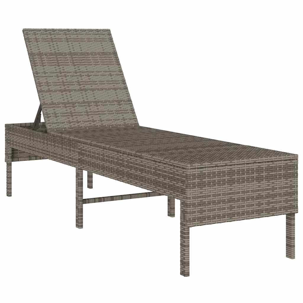 liggestol med hynde 55x200x44 cm polyrattan grå
