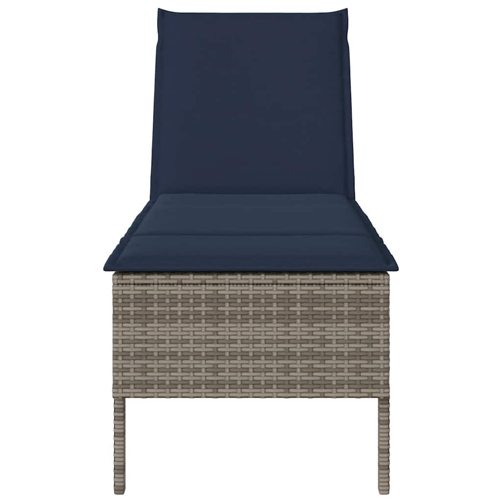 liggestol med hynde 55x200x44 cm polyrattan grå
