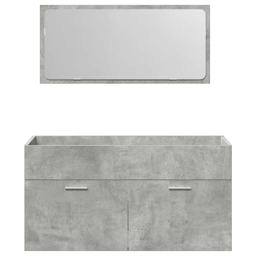 møbelsæt til badeværelse 3 dele konstrueret træ betongrå