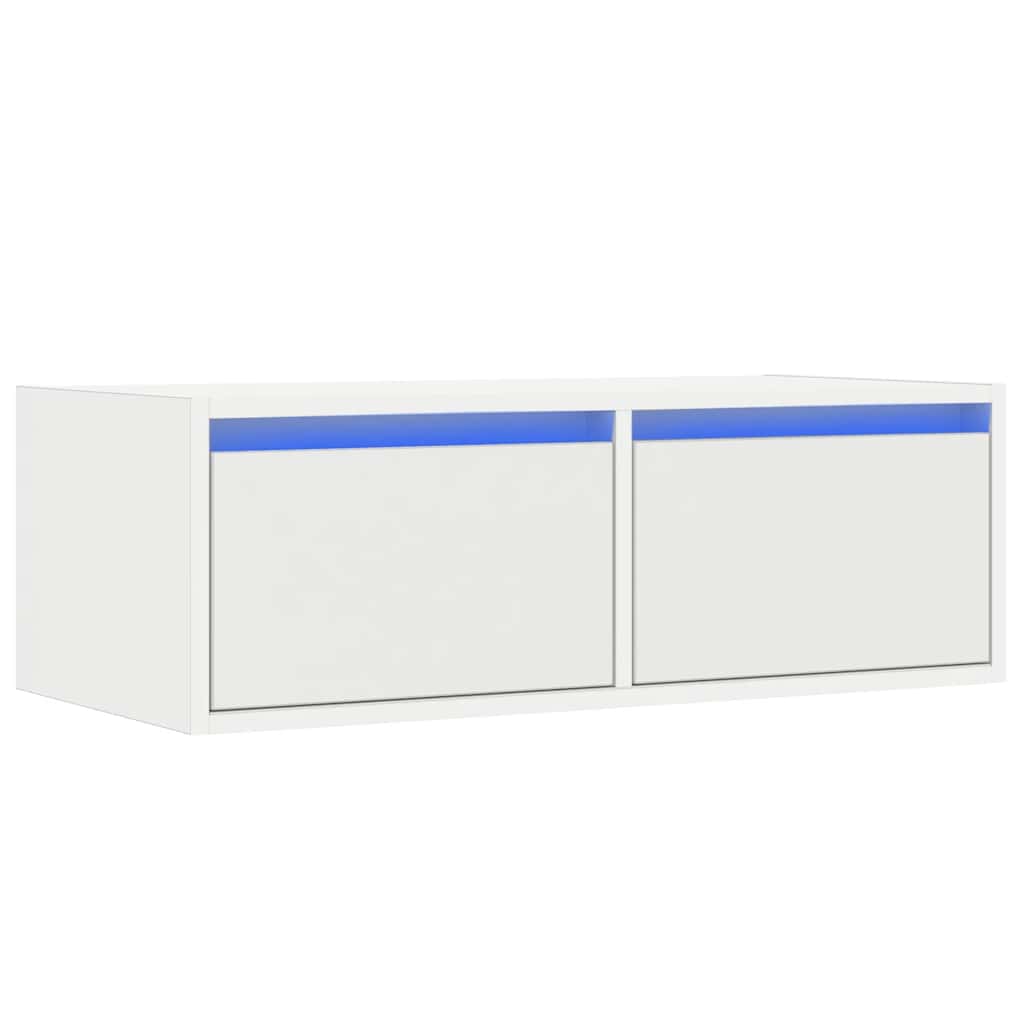 tv-skab med LED-lys 75x35,5x25 cm hvid