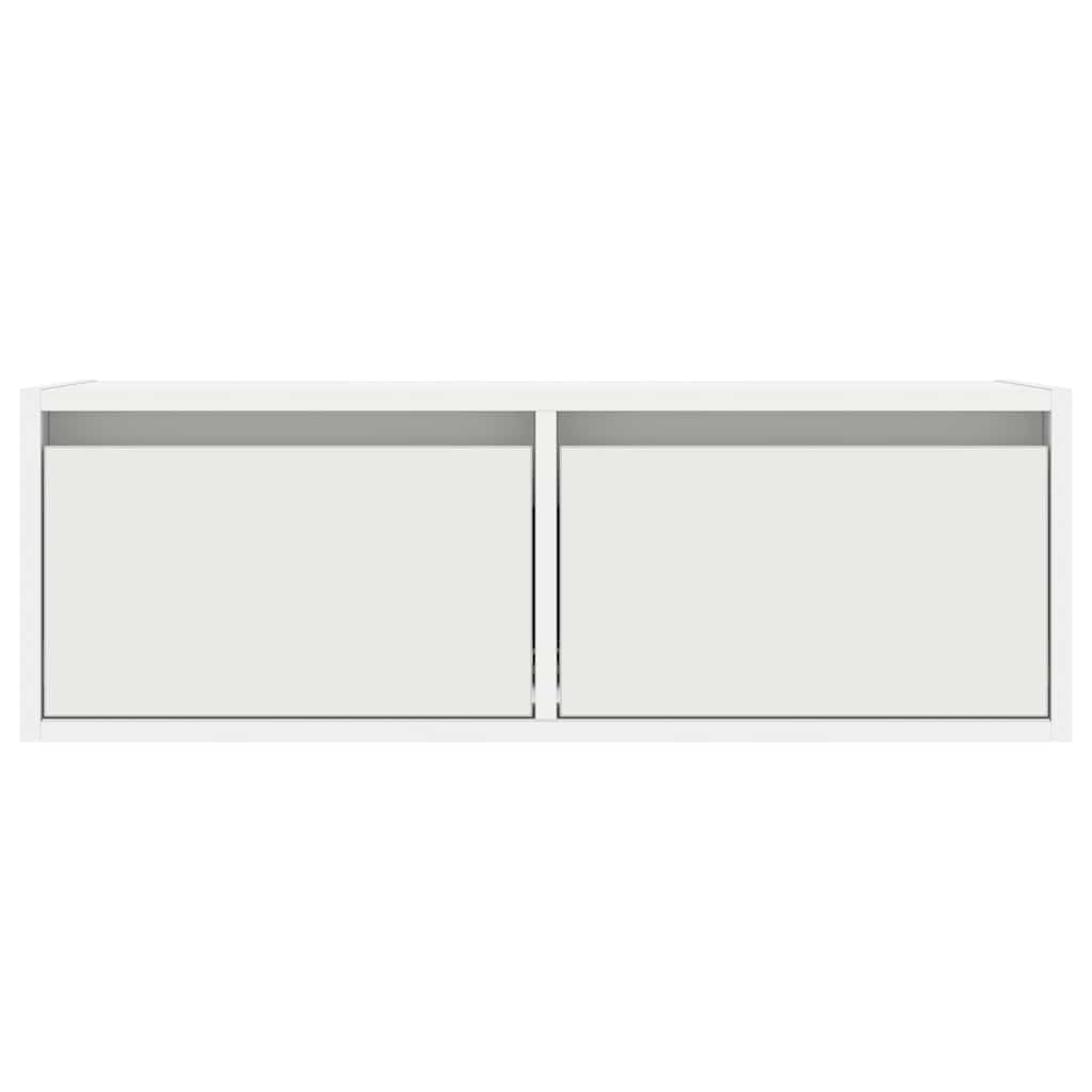 tv-skab med LED-lys 75x35,5x25 cm hvid