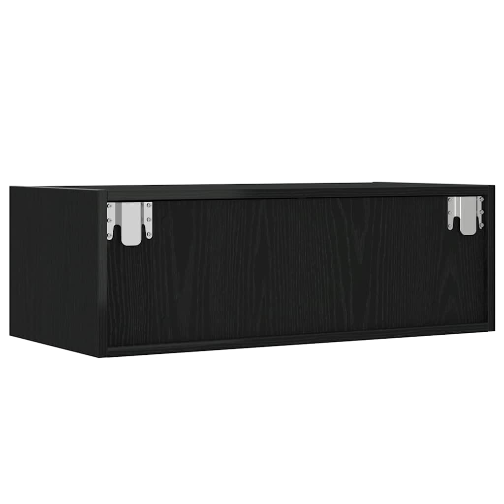 tv-skab med LED-lys 75x35,5x25 cm sort-eg