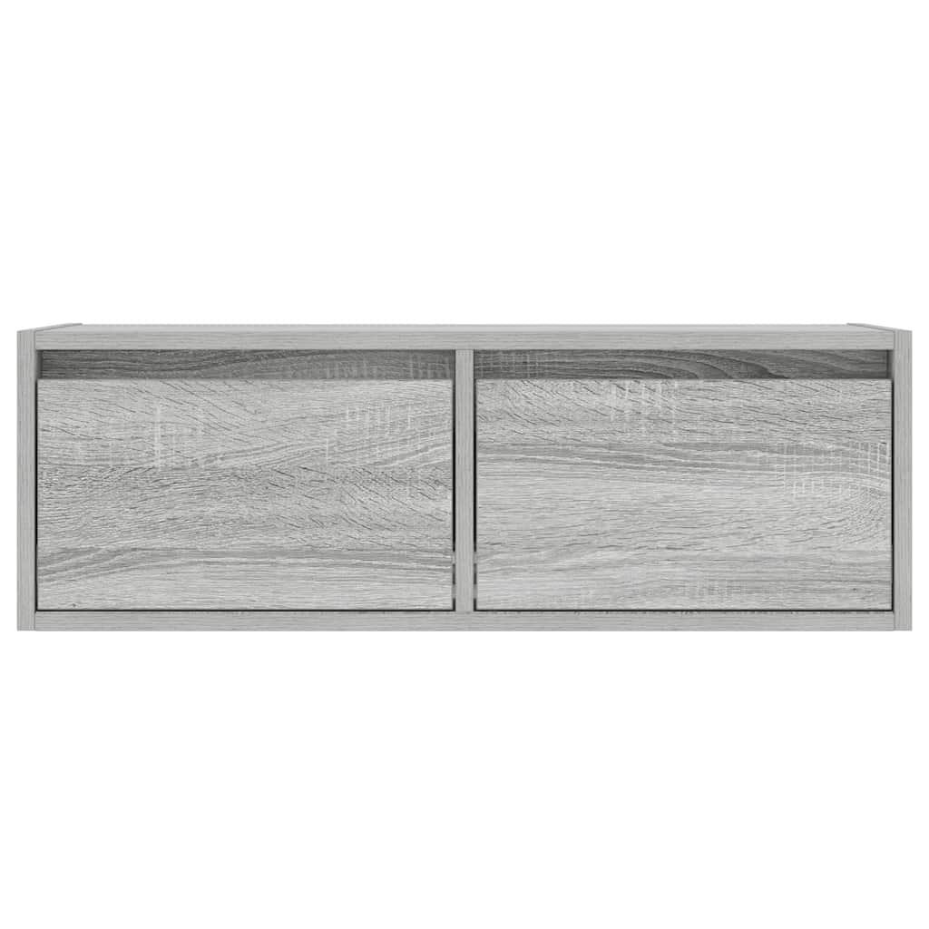 tv-bord med LED-lys 75x35,5x25 cm grå sonoma-eg