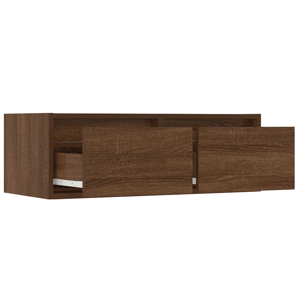 tv-bord med LED-lys 75x35,5x25 cm brun egetræsfarve