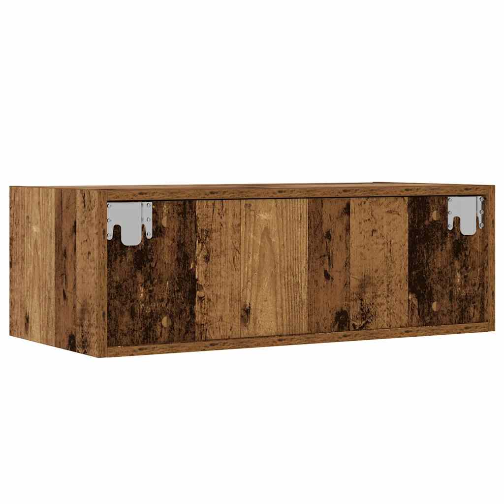 tv-bord med LED-lys 75x35,5x25 cm antikt træ
