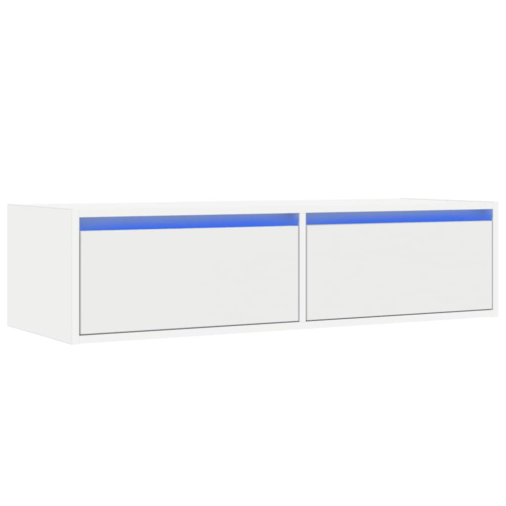 tv-skab med LED-lys 100X35,5x25 cm hvid