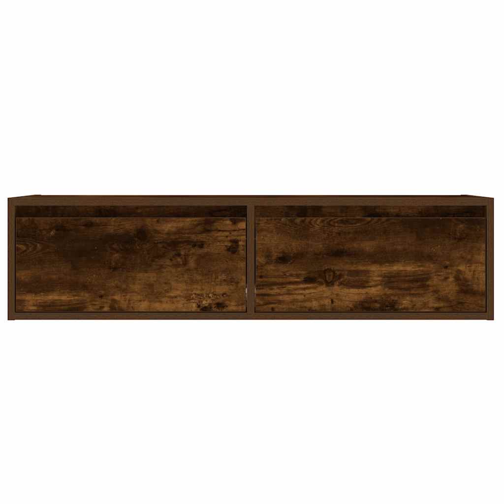 tv-bord med LED-lys 100X35,5x25 cm røget egetræsfarve