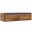 tv-bord med LED-lys 100X35,5x25 cm antikt træ