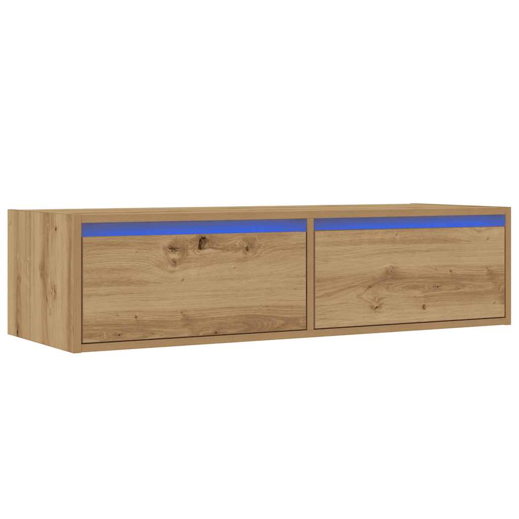 tv-bord med LED-lys 100X35,5x25 cm kunsteg