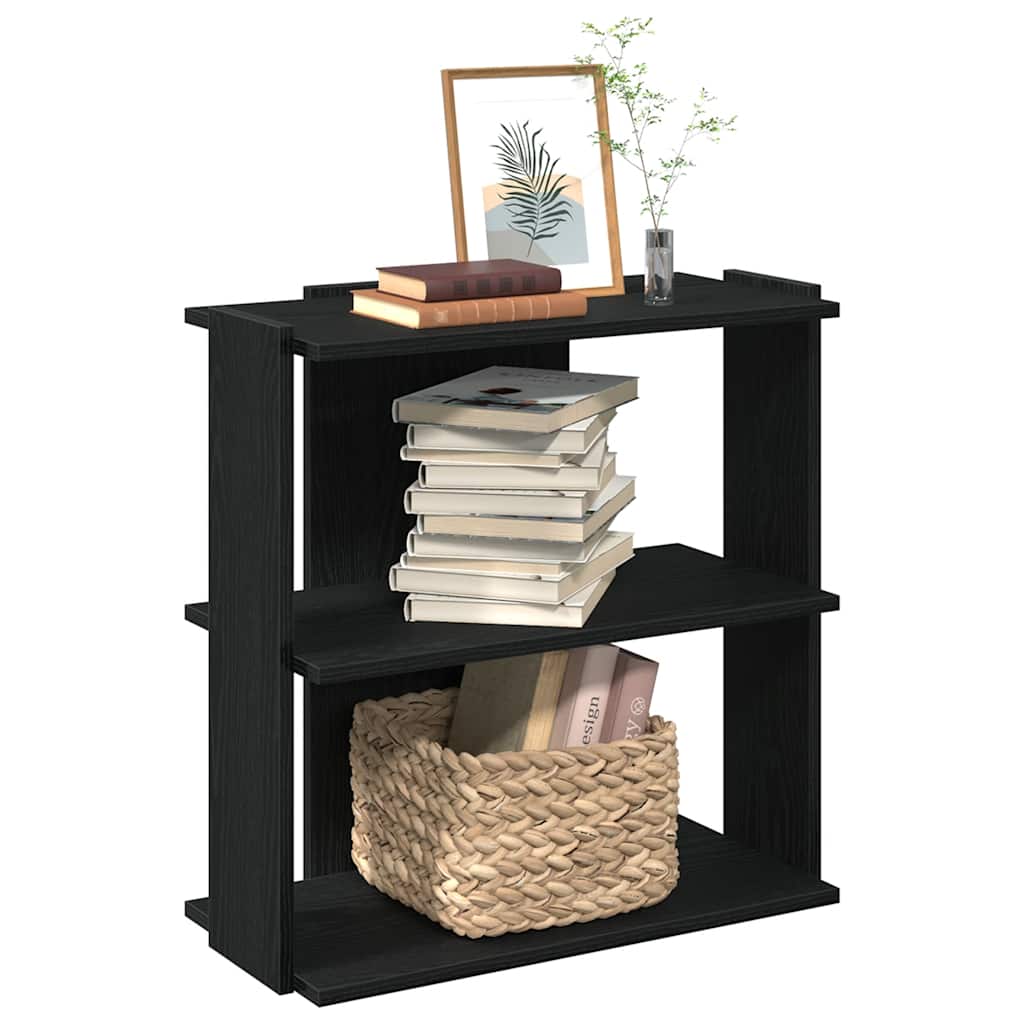 bogreol med 3 hylder 60x30x60 cm konstrueret træ sort