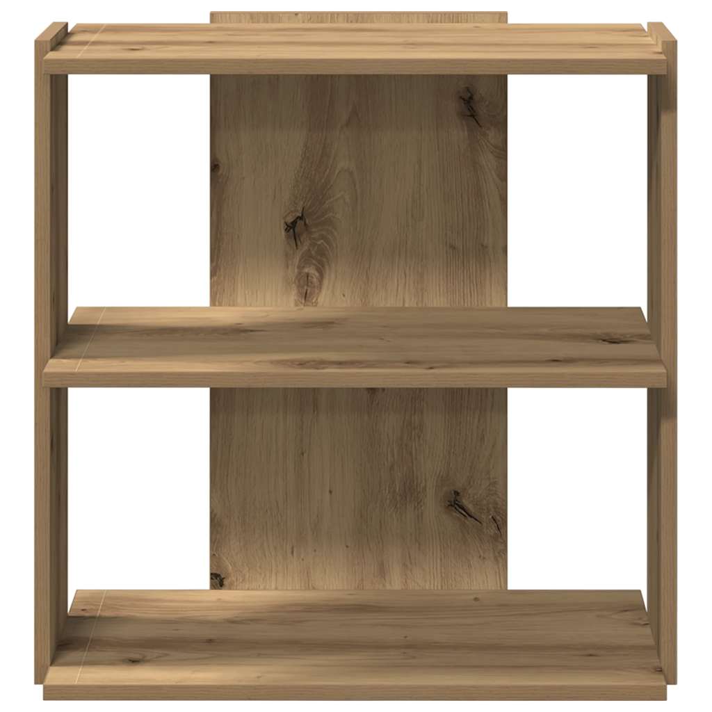 bogreol med 3 hylder 60x30x60 cm konstrueret træ egetræsfarvet