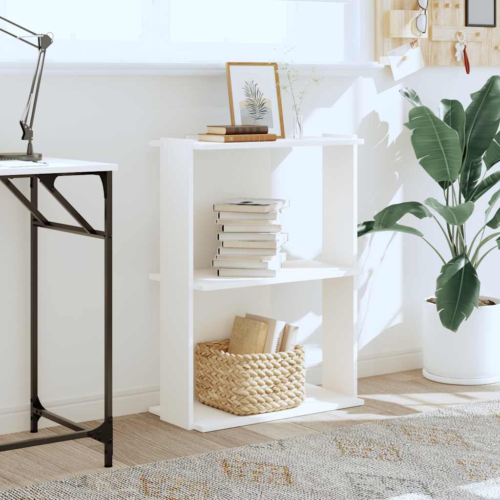 bogreol med 3 hylder 60x30x80 cm konstrueret træ hvid