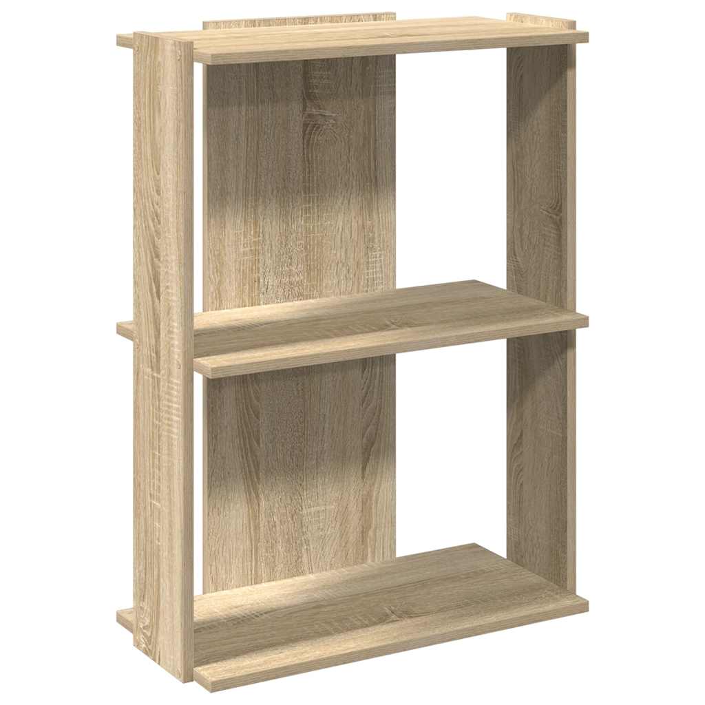bogreol 60x30x80 cm 3 hylder konstrueret træ sonoma-eg