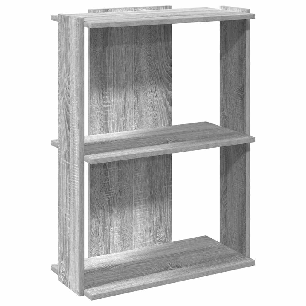 bogreol 3 hylder 60x30x80 cm konstrueret træ grå sonoma-eg