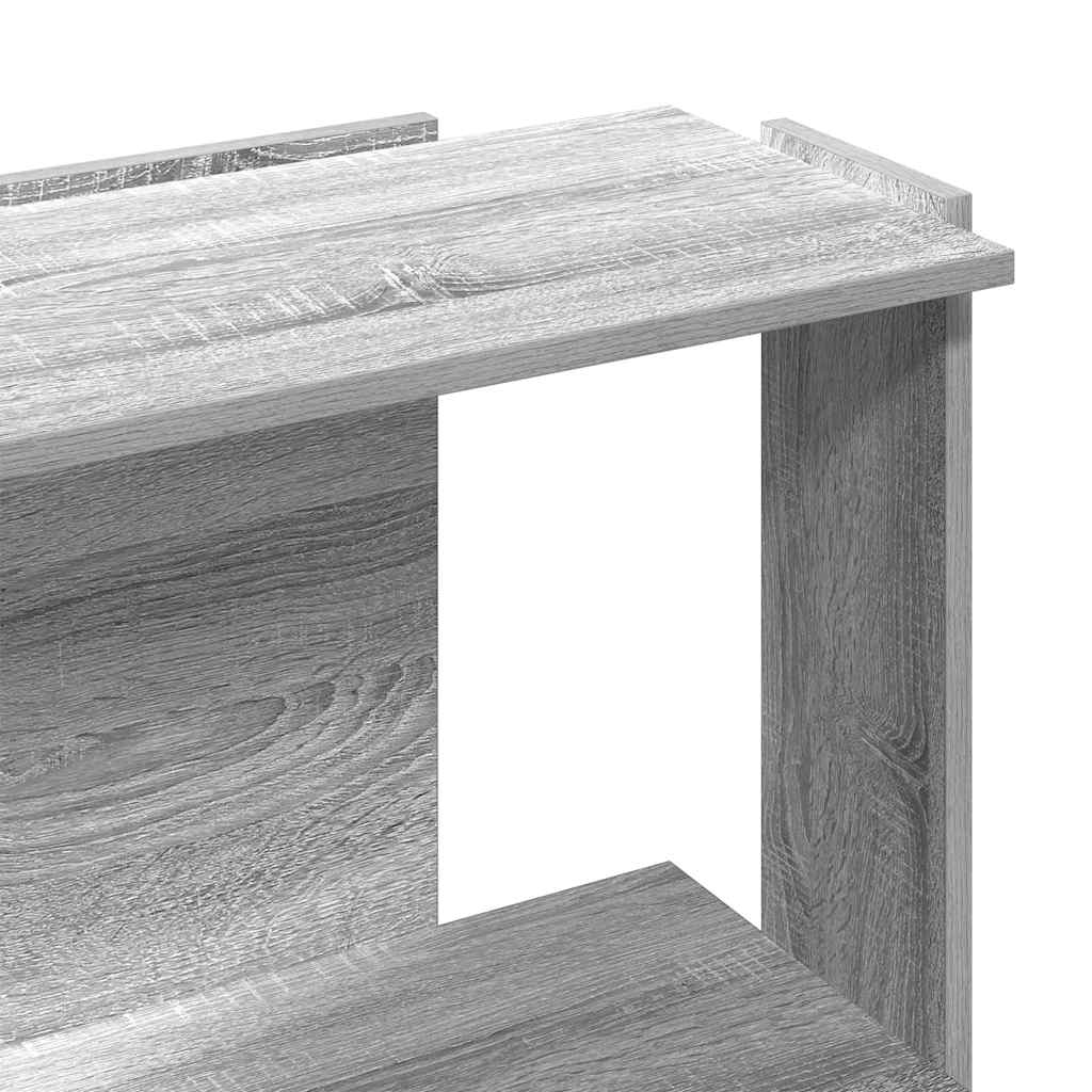 bogreol 3 hylder 60x30x80 cm konstrueret træ grå sonoma-eg