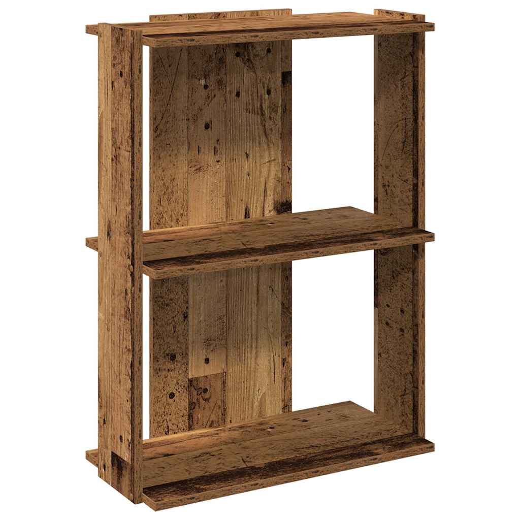bogreol 60x30x80 cm 3 hylder konstrueret træ antikt træ