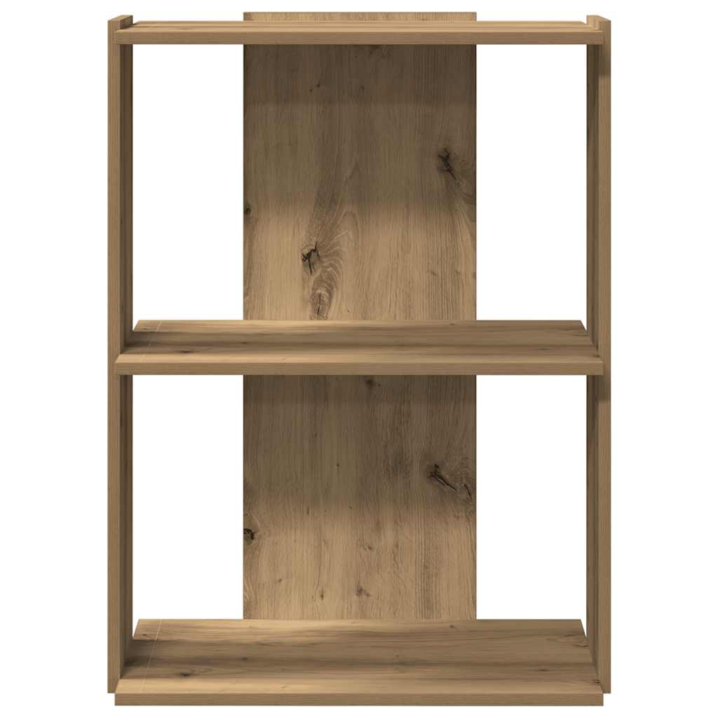 bogreol 60x30x80 cm 3 hylder konstrueret træ egetræsfarvet
