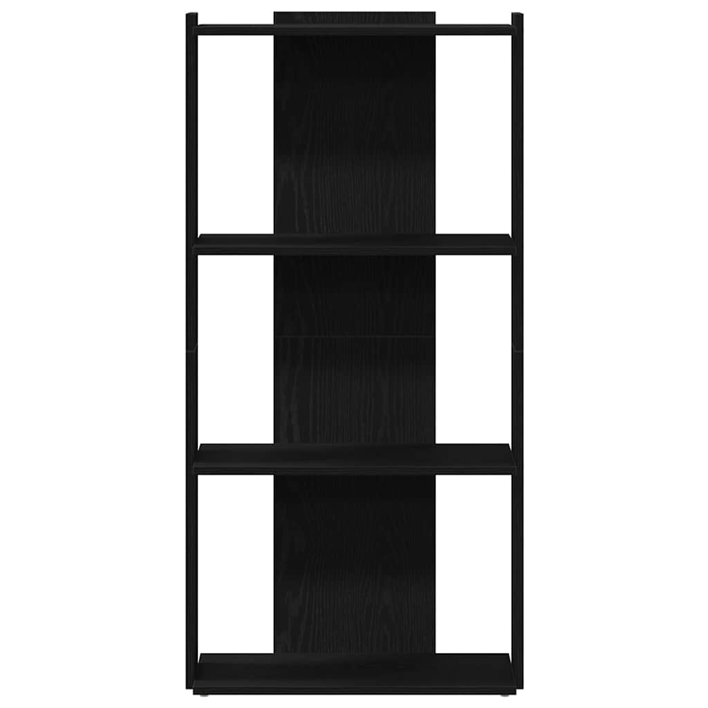 bogreol med 3 hylder 60x30x120 cm konstrueret træ sort