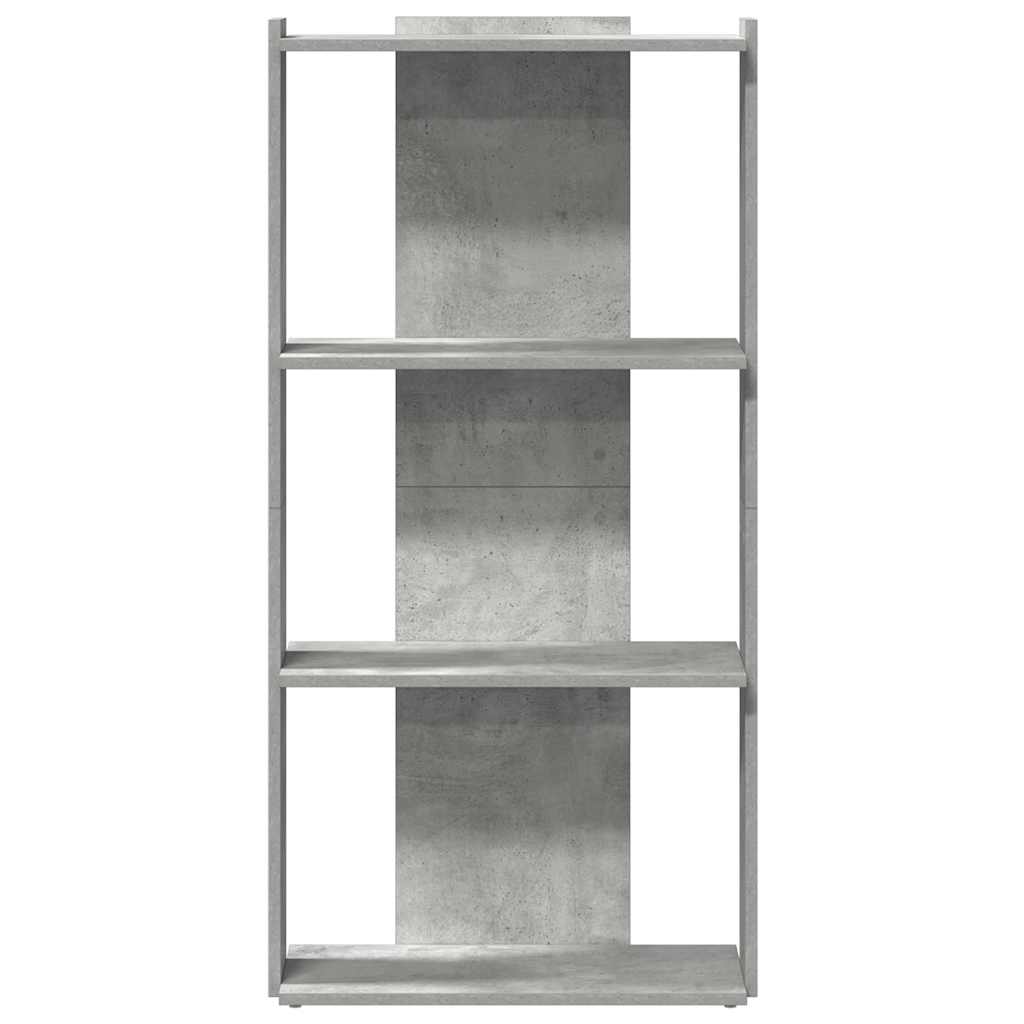 bogreol 60x30x120 cm 3 hylder konstrueret træ betongrå