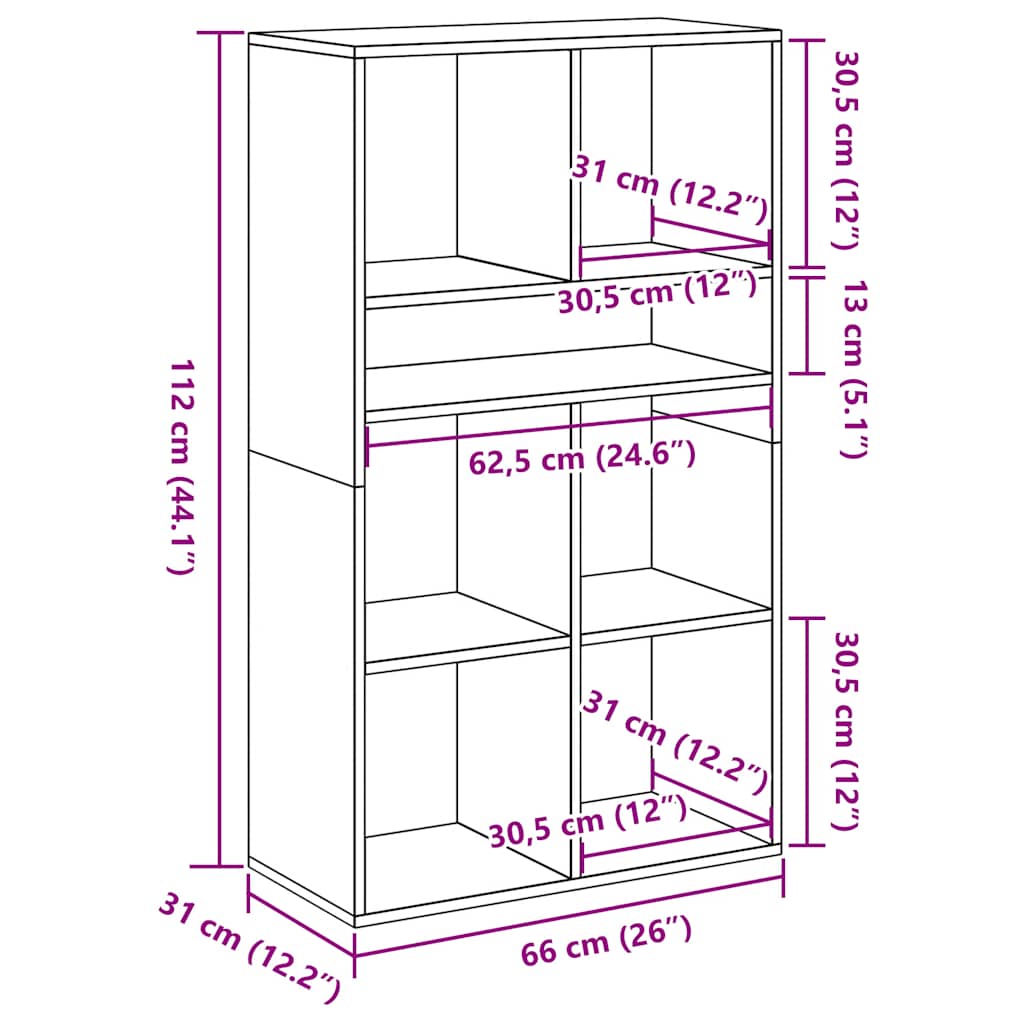 bogskab 66x31x112 cm konstrueret træ kunsteg