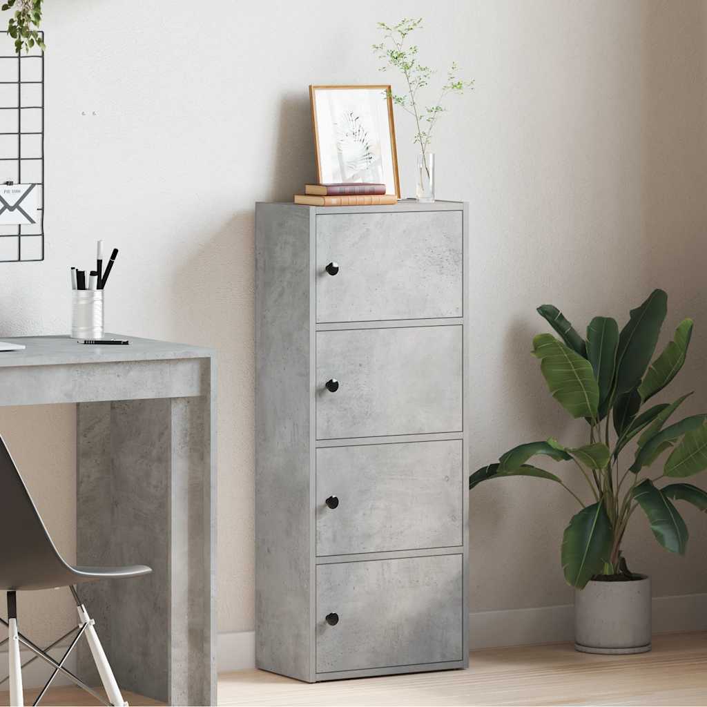 bogreol 40x24x102 cm konstrueret træ betongrå