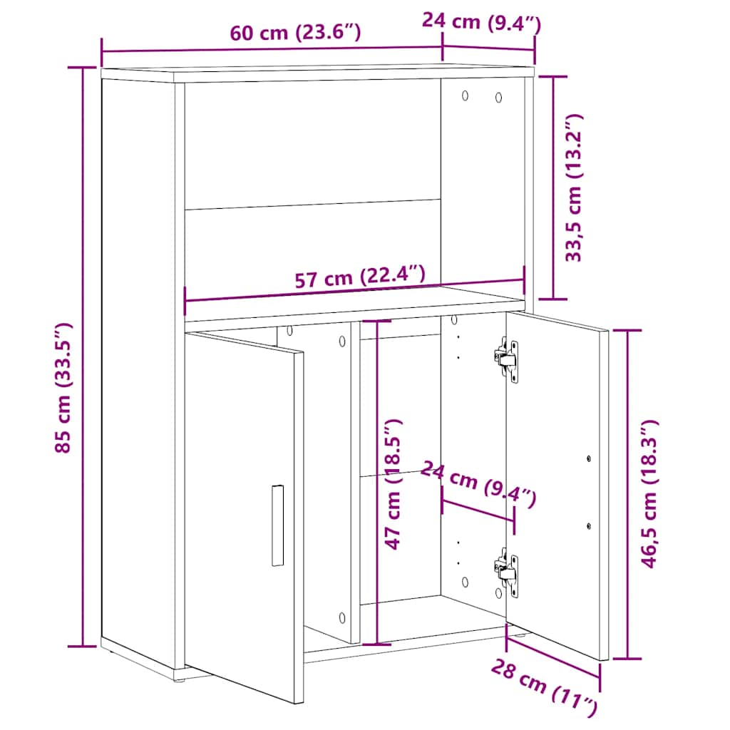 bogreol 60x24x85 cm konstrueret træ røget egetræsfarve