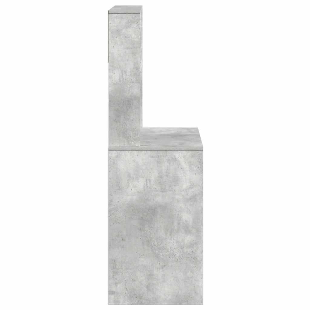 skrivebord m. hylder 100x45x140 cm konstrueret træ betongrå