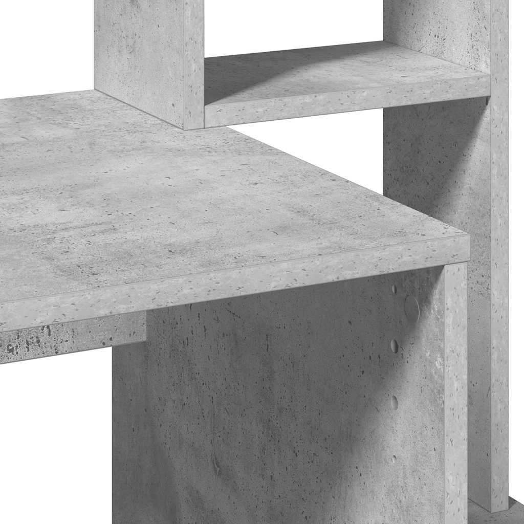 skrivebord m. hylder 100x45x140 cm konstrueret træ betongrå