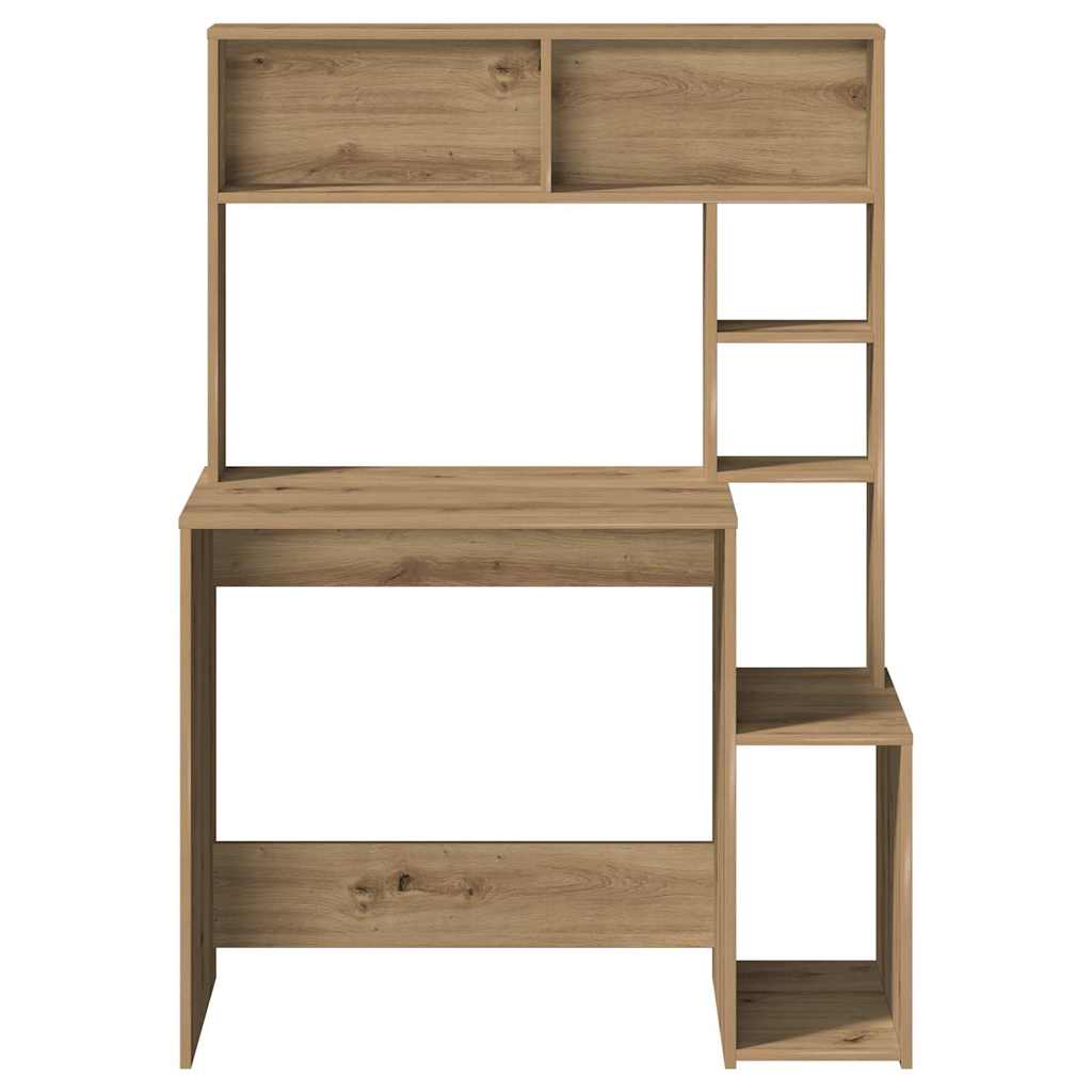 skrivebord m. hylder 100x45x140 cm konstrueret træ kunsteg