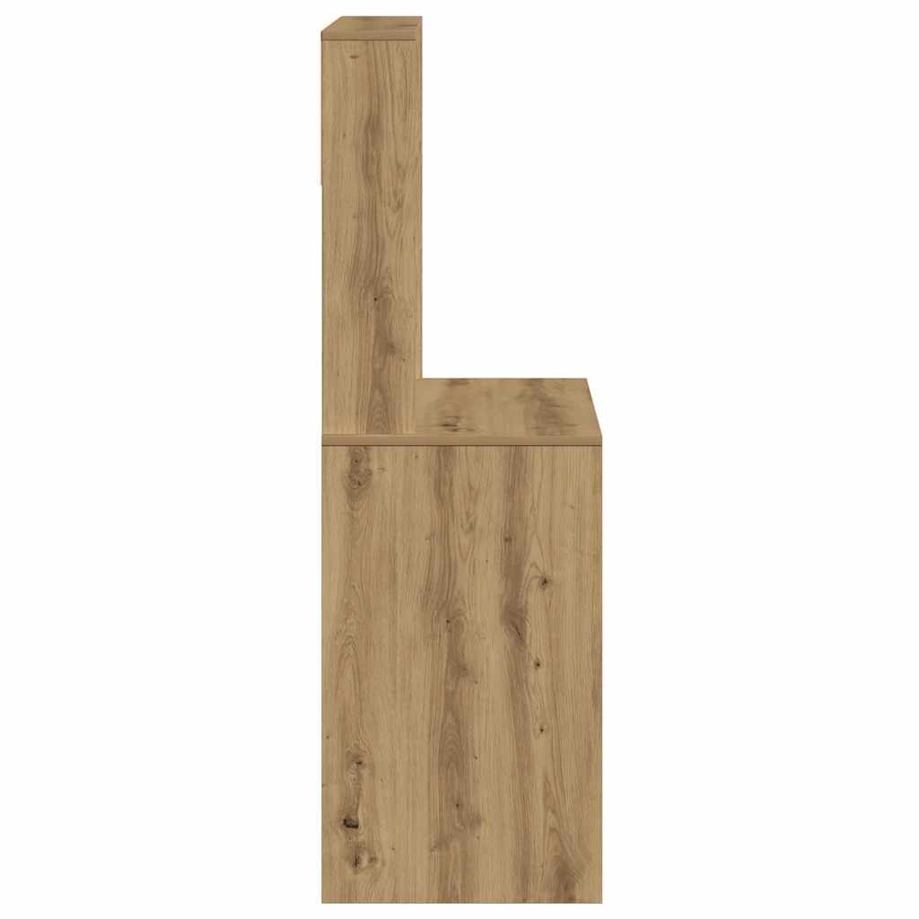 skrivebord m. hylder 100x45x140 cm konstrueret træ kunsteg