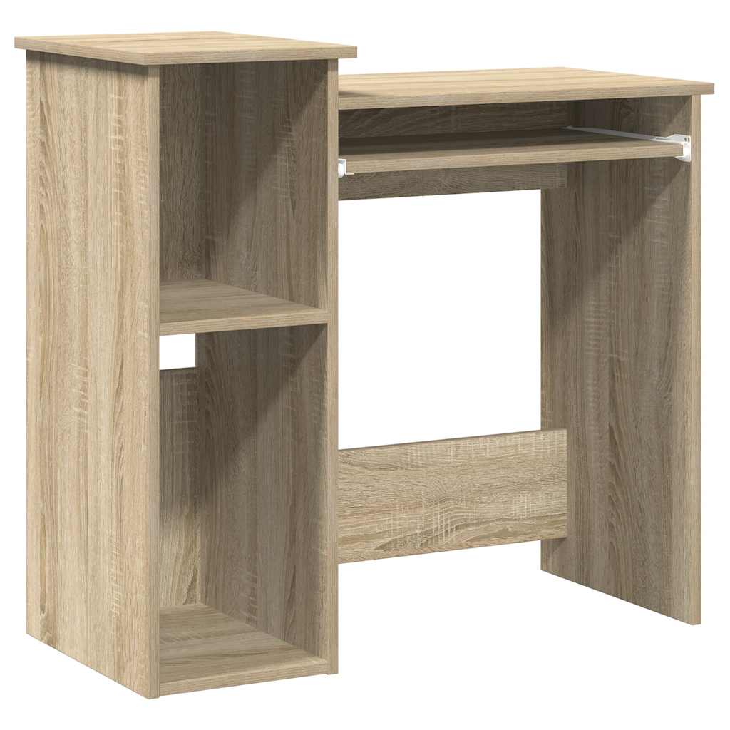 skrivebord m. hylder 84x40x78 cm konstrueret træ sonoma-eg