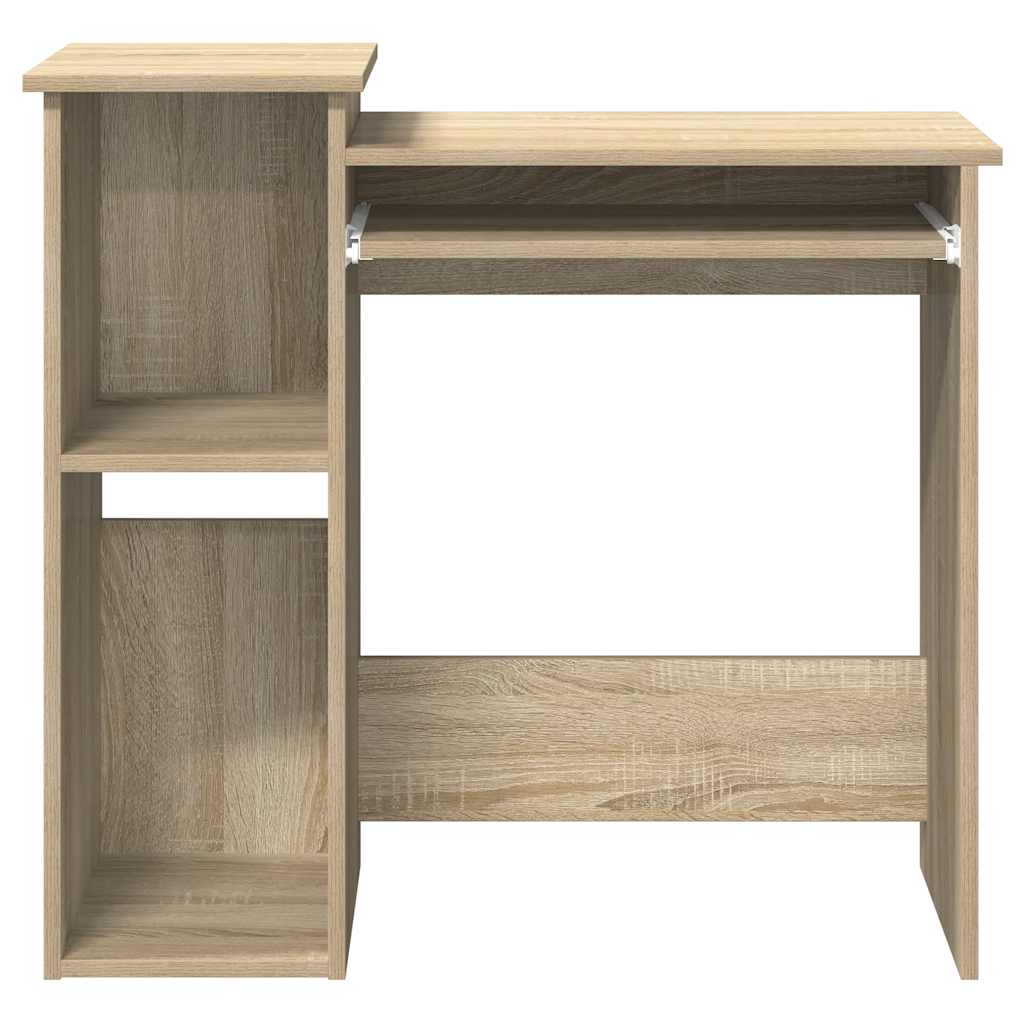 skrivebord m. hylder 84x40x78 cm konstrueret træ sonoma-eg