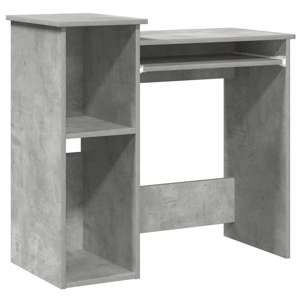 skrivebord m. hylder 84x40x78 cm konstrueret træ betongrå