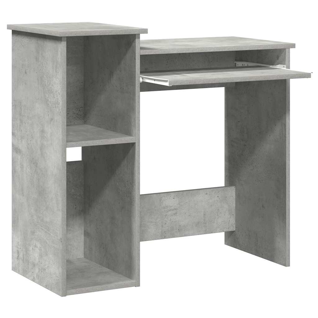 skrivebord m. hylder 84x40x78 cm konstrueret træ betongrå