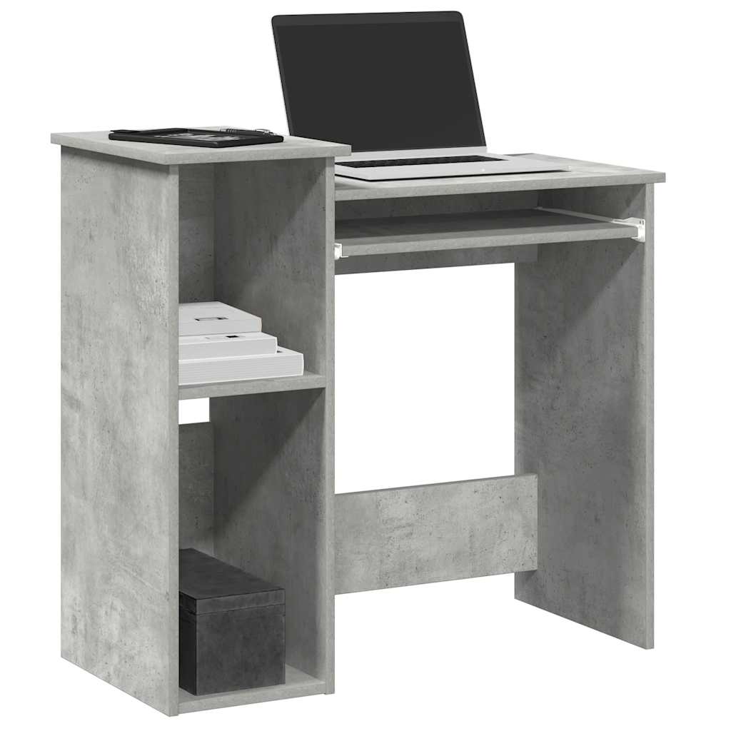 skrivebord m. hylder 84x40x78 cm konstrueret træ betongrå