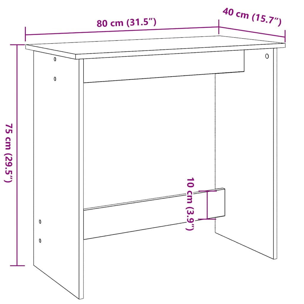 skrivebord 80x40x75 cm konstrueret træ betongrå