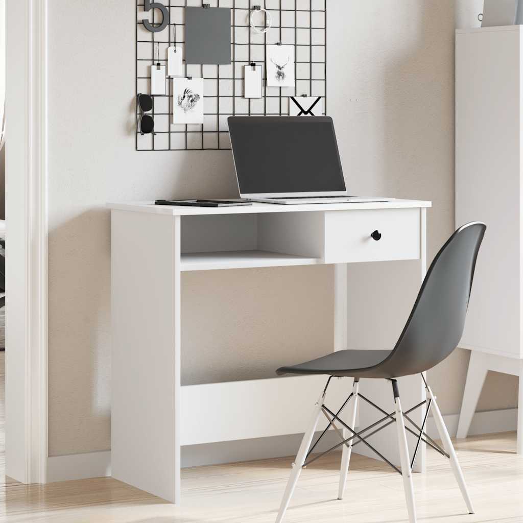 skrivebord 80x40x75 cm konstrueret træ hvid