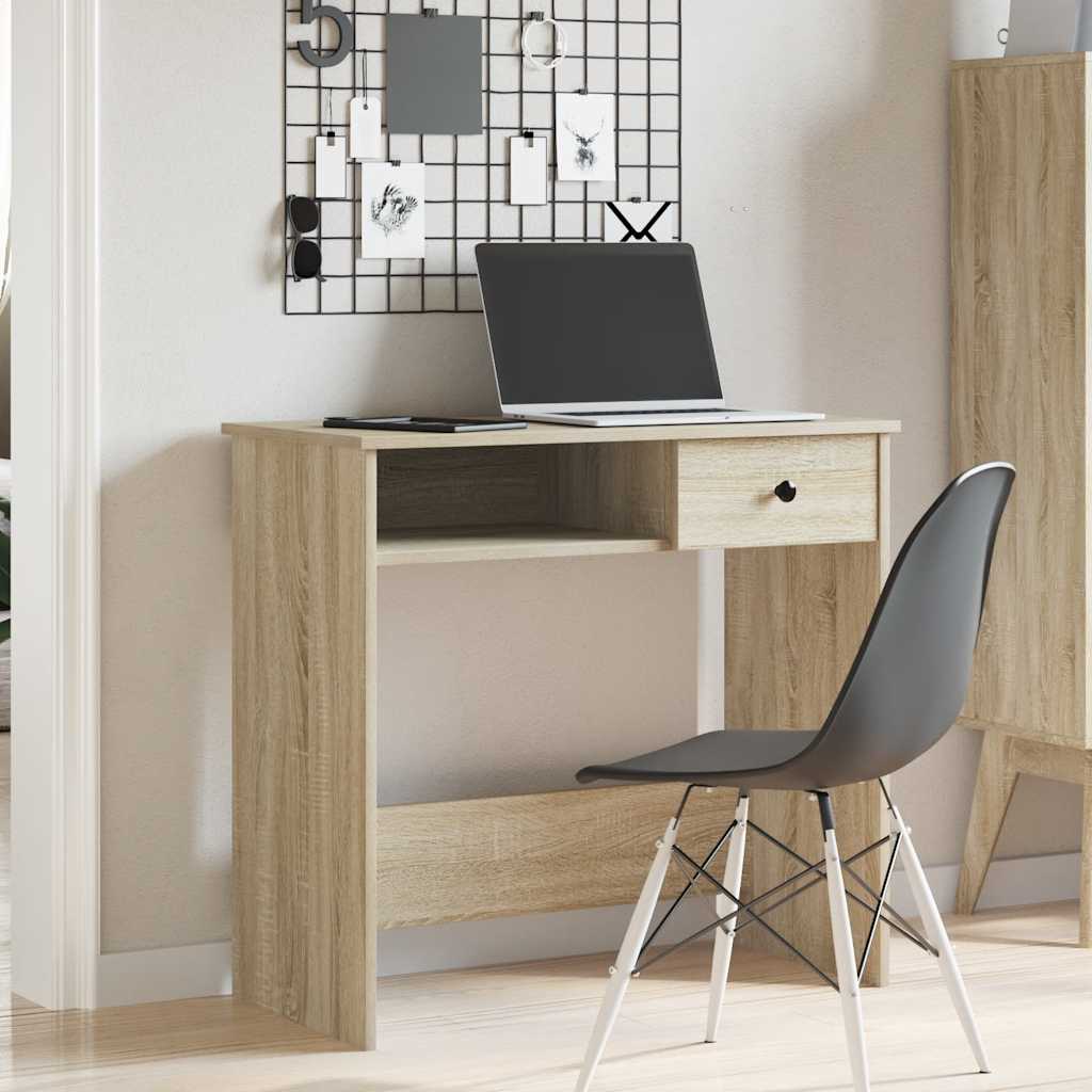 skrivebord 80x40x75 cm konstrueret træ sonoma-eg