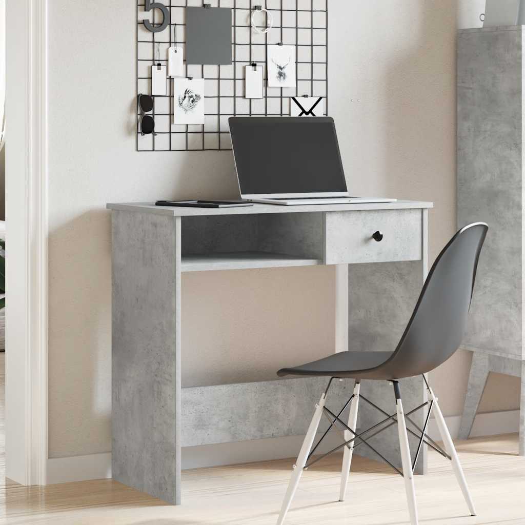 skrivebord 80x40x75 cm konstrueret træ betongrå