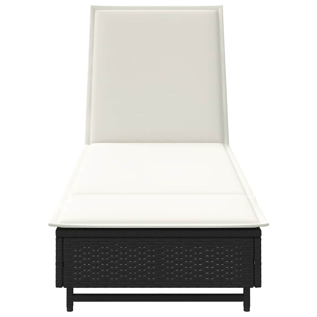 liggestol med hjul og hynde polyrattan sort