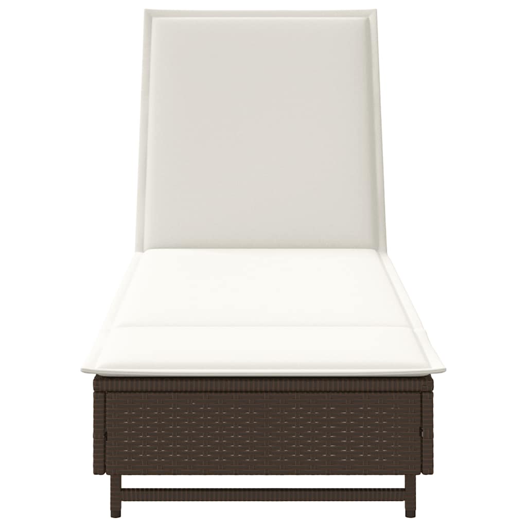 liggestol med hjul og hynde polyrattan brun