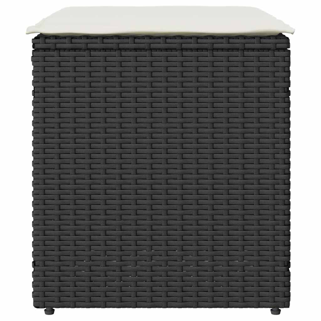 havestole med hynder 2 stk. 40x40x43 cm polyrattan sort